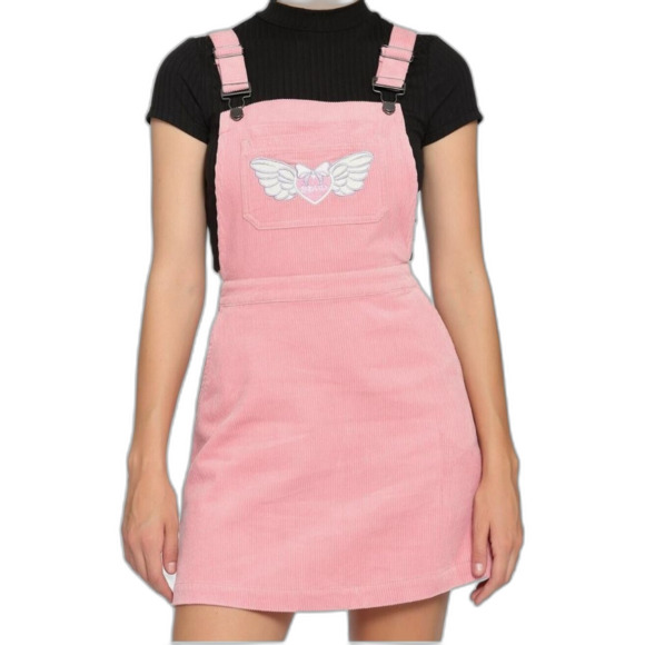 Hot Topic Pink Kawaii Corduroy Overall Skirt Size Small Medium - Picture 1 of 8